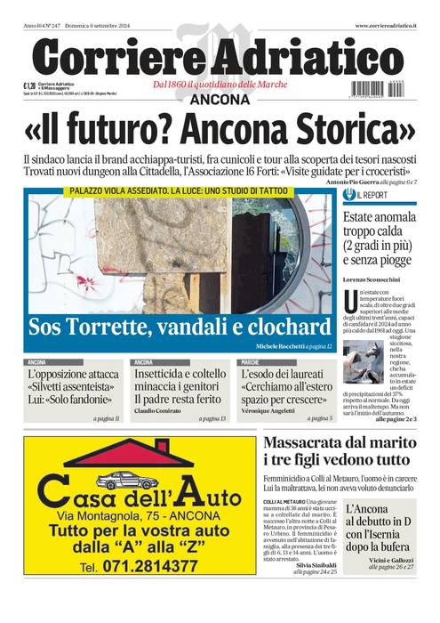 Prima-pagina-corriere adriatico-edizione-di-oggi-2024-09-08